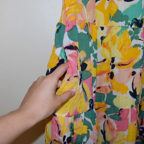 LOFT Floral Print Ruffle Tiered Swing Dress - Picture 6 of 8